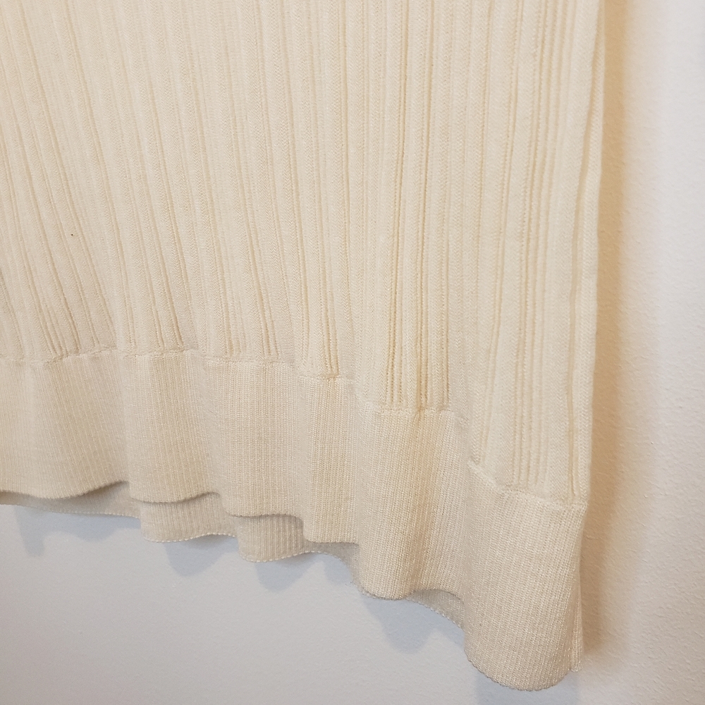 Lafayette 148 Dolman Ribbed Semi Sheer Cream Plisse Sweater Size S - Picture 7 of 12